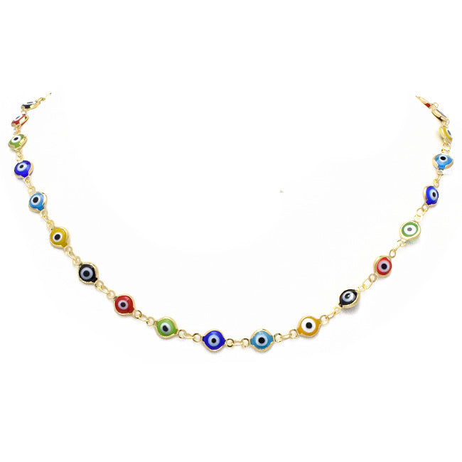 Gold Filled Evil Eye Link Chain Necklace