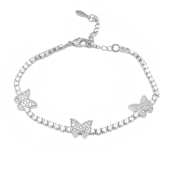 Silver CZ Butterfly Bracelet