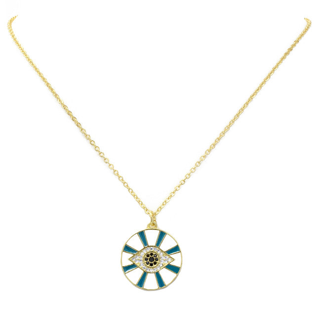 Gold plated Cubic Zirconia Evil Eye Necklace