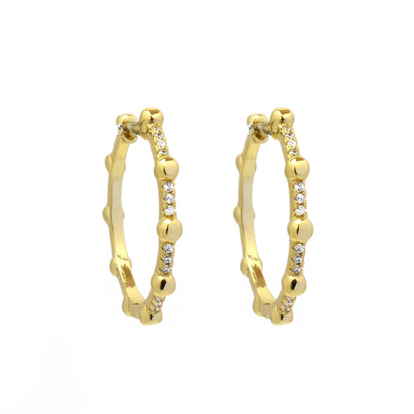 Gold Cubic Zirconia Hoop Earring