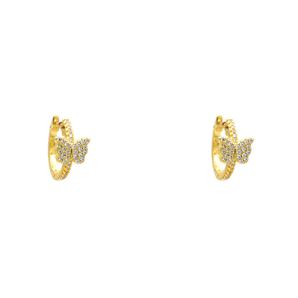 Gold Cubic Zirconia Butterfly Hoop Earrings