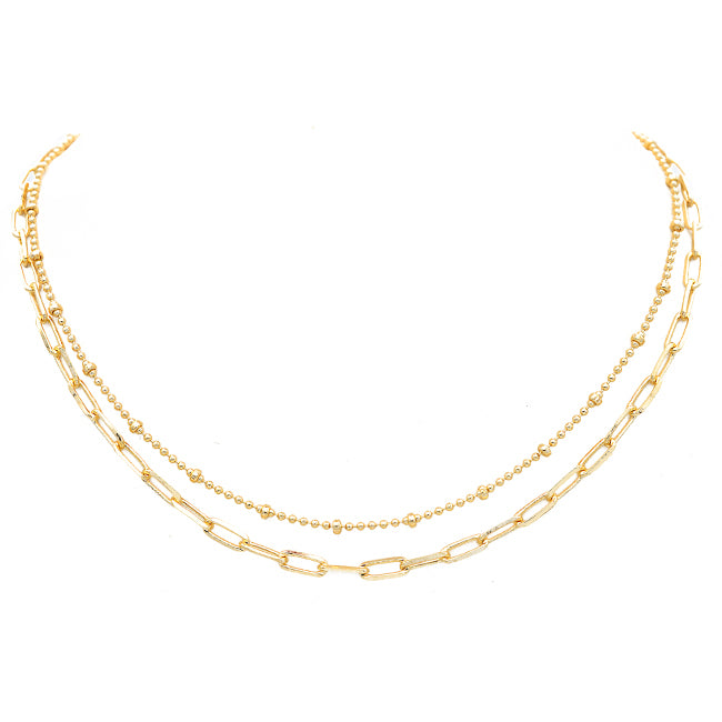 Gold Filled Multi Layered Chain Necklace