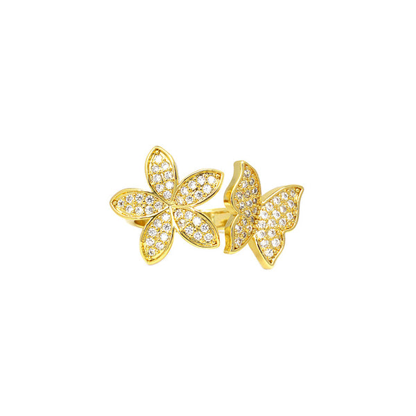 Gold Cz Butterfly Ring