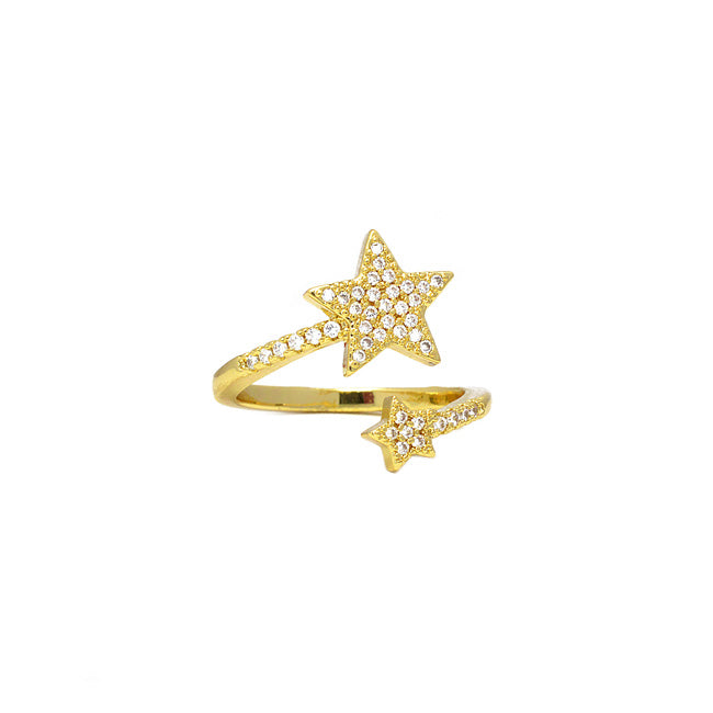 Gold Cz Star Adjustable Ring
