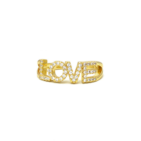 gold cz love ring