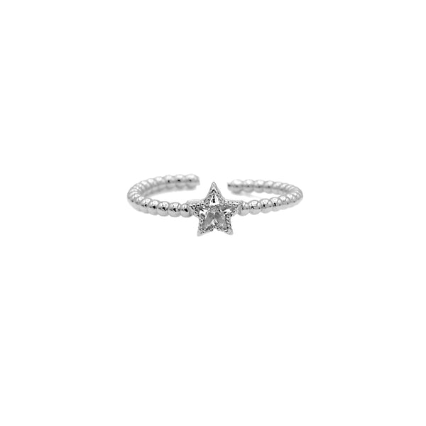 Silver Cubic Zirconia Star Adjustable Ring