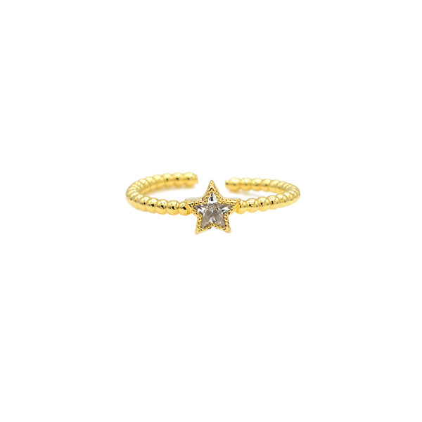 Gold Cubic Zirconia Star Adjustable Ring