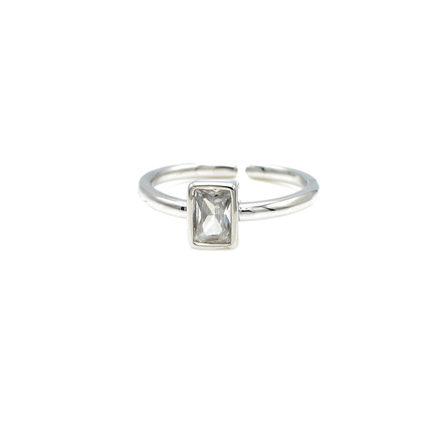 Silver Cubic Zirconia Adjustable Band Ring
