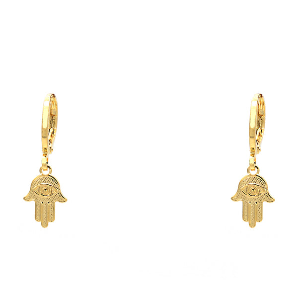 Gold Filled Hamsa Dangle Earrings