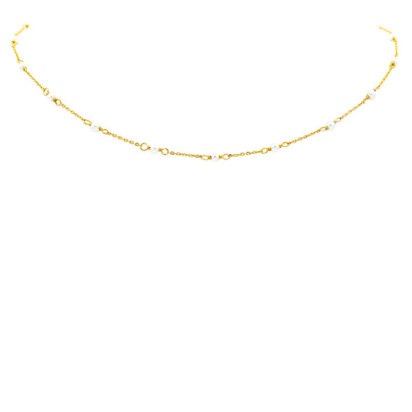 Sterling Silver Gold Plated Pearl Choker Necklace