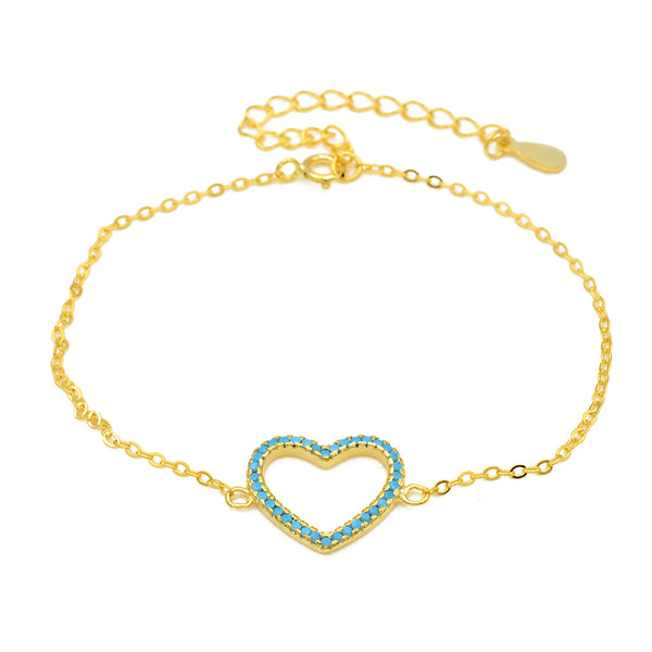 Gold Turquoise Heart Chain Bracelet