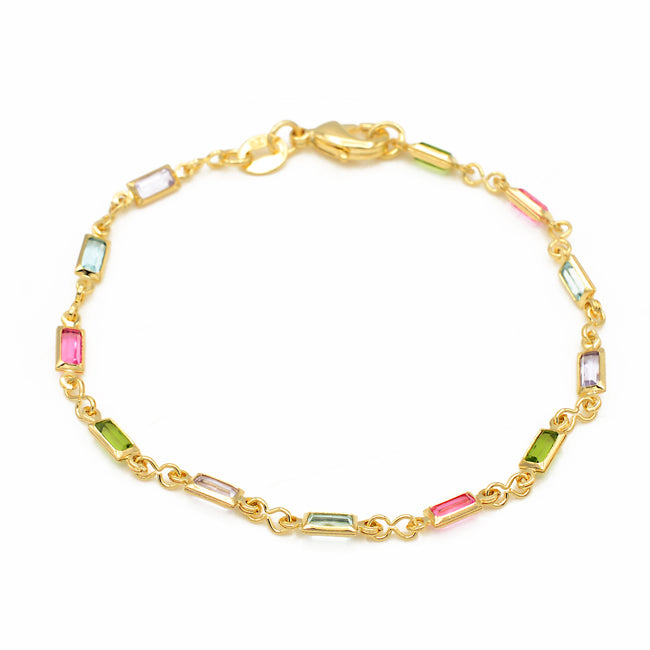 Gold Filled Multi Color Cubic Zirconia Bracelet