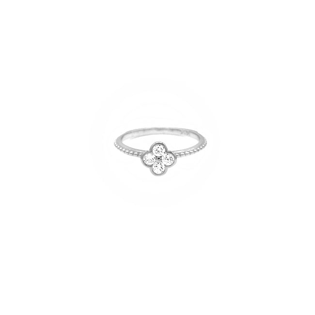 Sterling Silver Cubic Zirconia Clover Ring