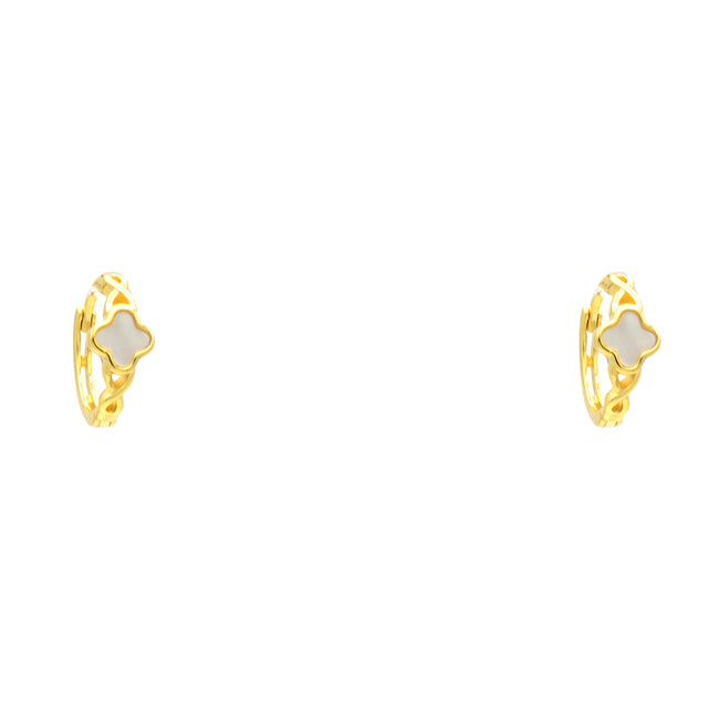 Sterling Silver Gold Plated Clover Huggie Earrings
