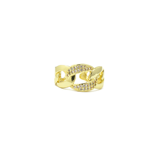 gold cz chain ring