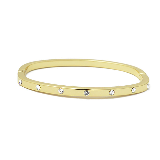 Gold Stainless Steel Cubic Zirconia Bangle Bracelet – H&r Fashion Jewelry