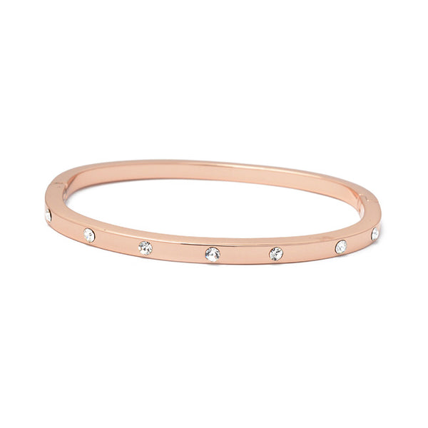 Rose Gold Stainless Steel Cubic Zirconia Bangle Bracelet