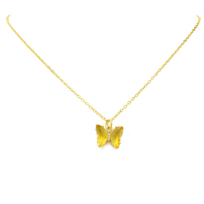 gold crystal butterfly necklace