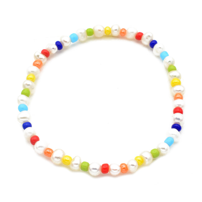 Multi Color Pearl Stretch Bracelet