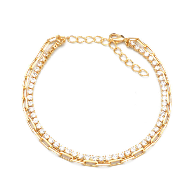 Gold Filled Cubic Zirconia Chain Bracelet