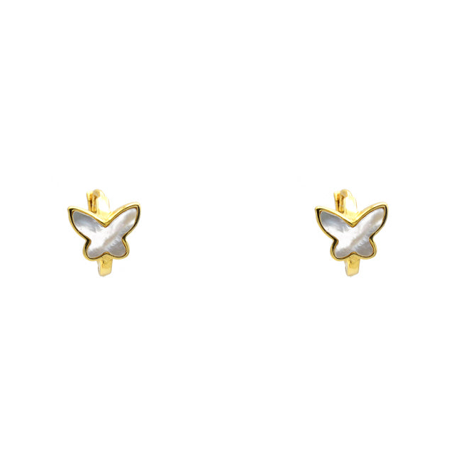 Sterling Silver Gold Plated Butterfly Huggie Earrings