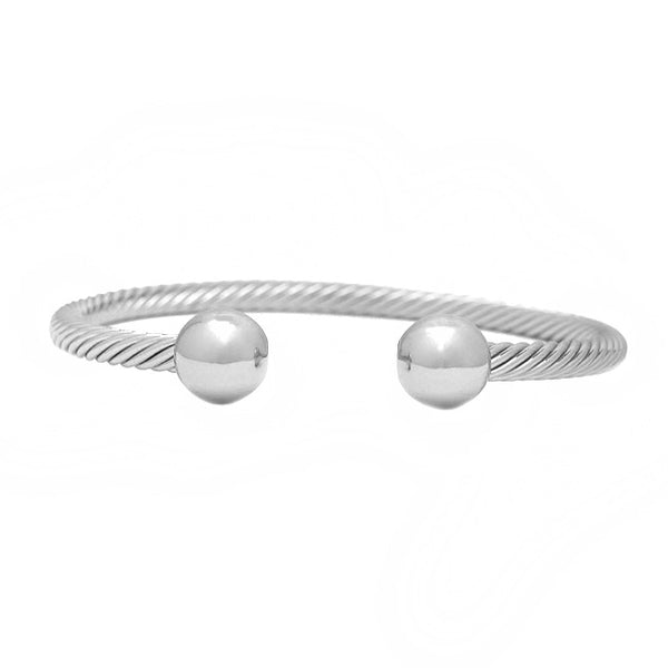 Silver Twisted Cable Cuff Bracelet