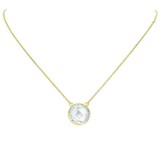 Sterling Silver Gold CZ Pendant Necklace