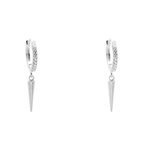 Sterling Silver CZ Spike Dangle Earrings