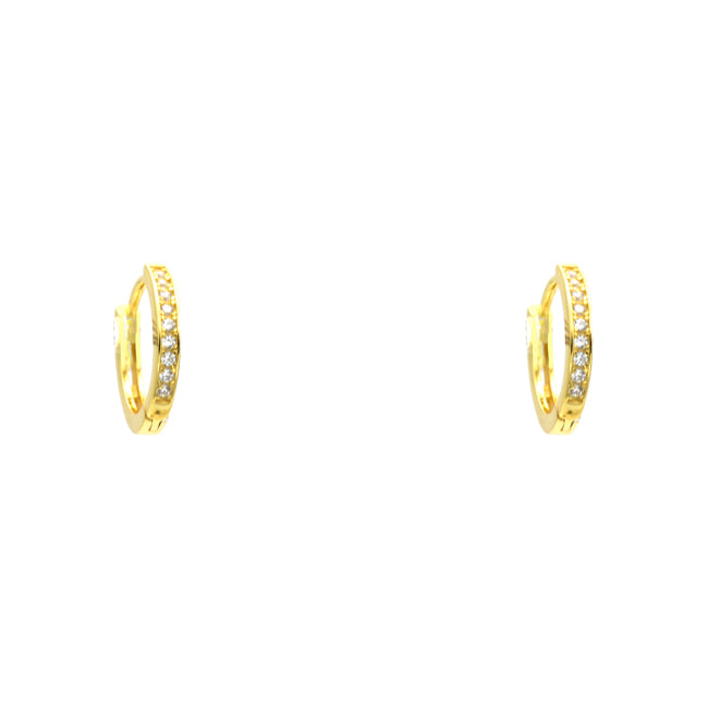 Sterling Silver Gold Plated CZ Huggie Earrings