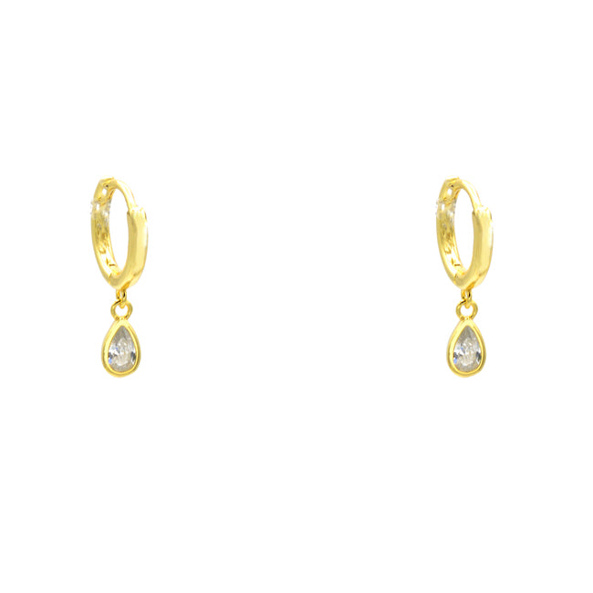 Sterling Silver Gold Plated CZ Teardrop Dangle Earring