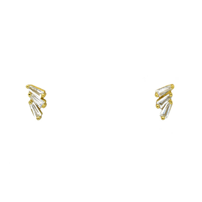 Sterling Silver Gold Plated CZ Stud Earring