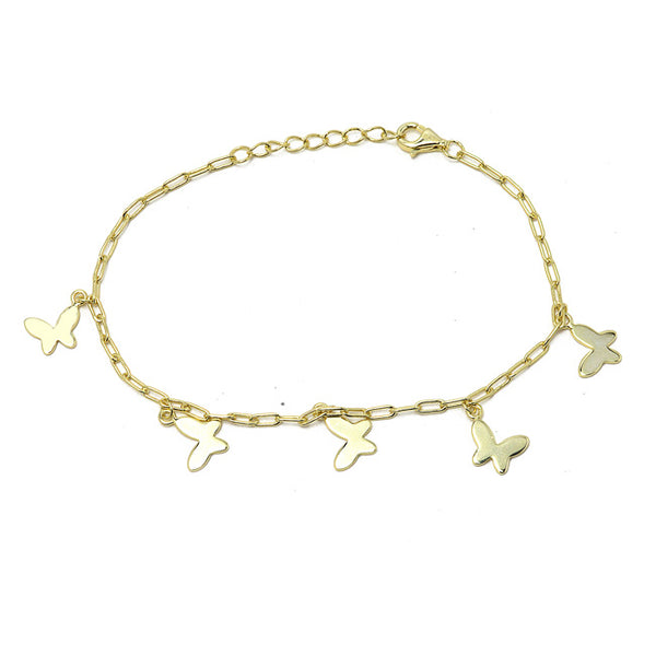 Sterling Silver Gold Plated Butterfly Charm Bracelet