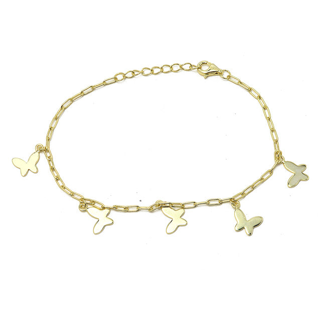 Sterling Silver Gold Plated Butterfly Charm Bracelet