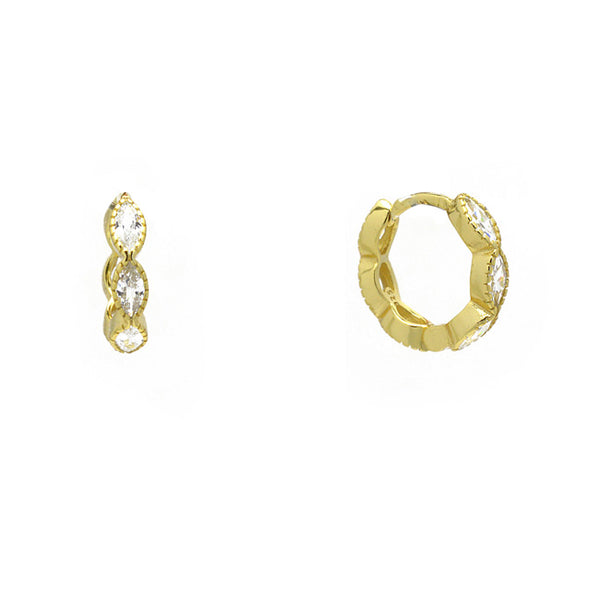 Sterling Silver Gold Plated CZ Huggie Earring
