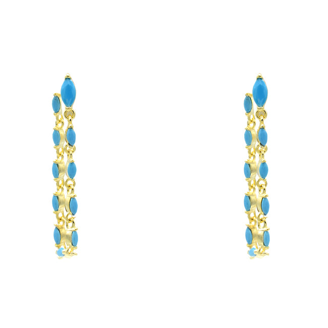 Sterling Silver Gold Plated Turquoise Dangle Earrings