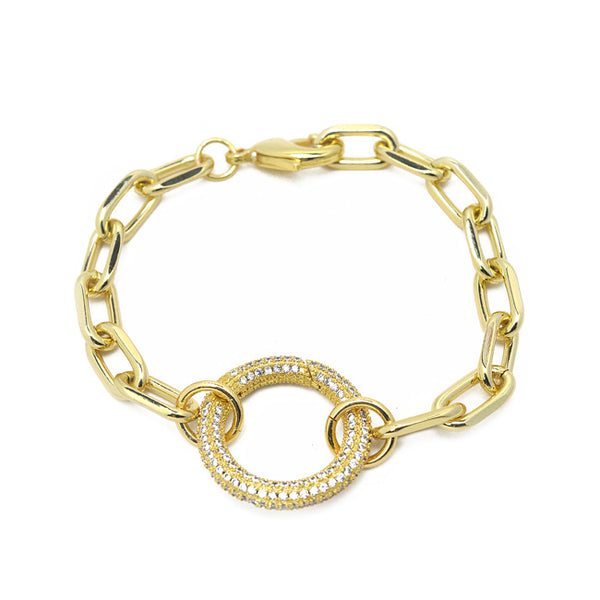 cz gold linked chain bracelet 