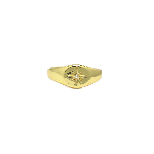 Gold Cz Adjustable Starburst Ring