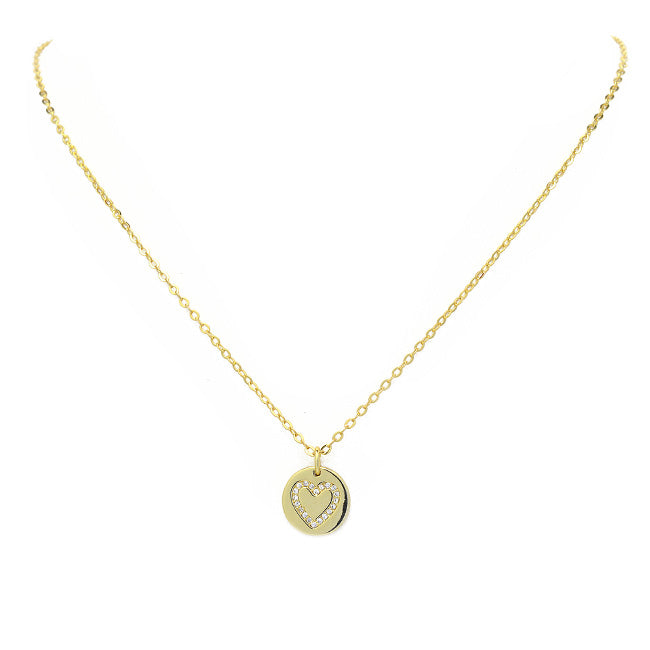 Gold Cubic Zirconia Heart Pendant Necklace