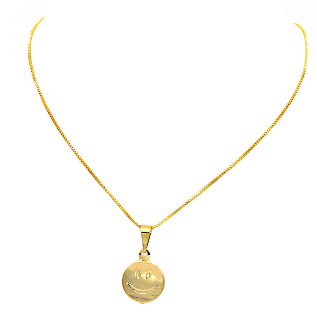 Gold Filled Happy Face Pendant Necklace