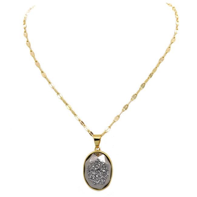 Gold Semi Precious Pendant Necklace