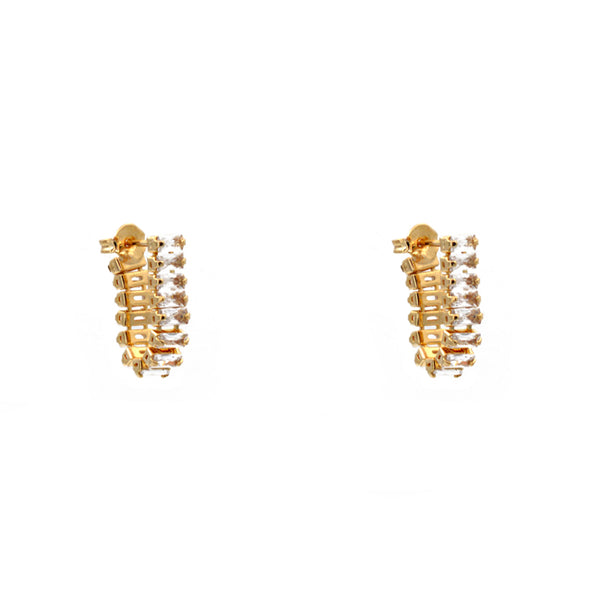 Gold Filled CZ Baguette Hoop Earrings
