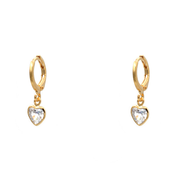 Gold Filled CZ Heart Dangle Earrings