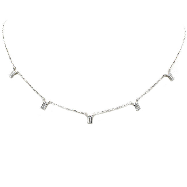 Sterling Silver Cubic Zirconia Charm Necklace