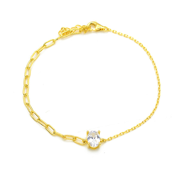 Sterling Silver Gold Plated CZ Chain Bracelet