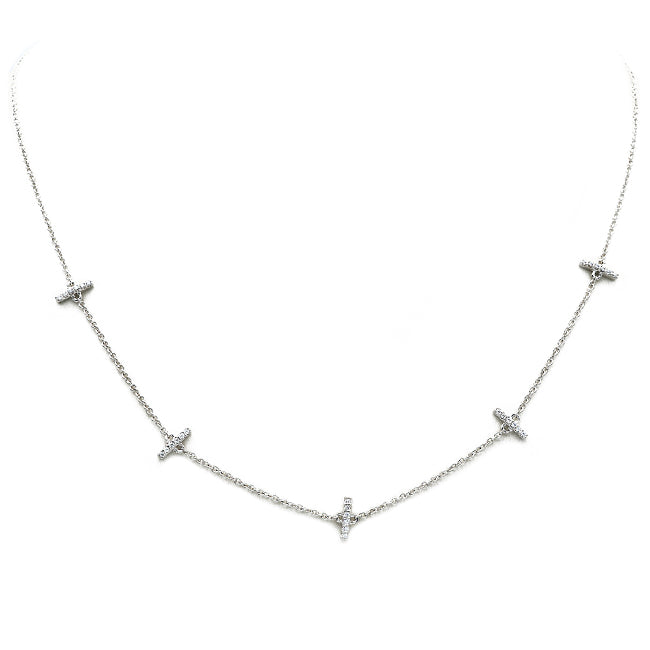 Silver Cubic Zirconia Adjustable Charm Necklace