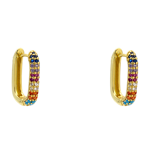 Gold Multi Color Cubic Zirconia Hoop Earrings