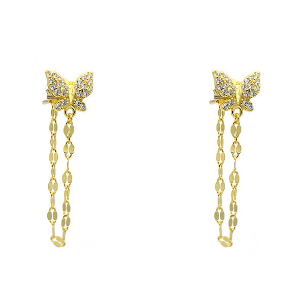 Sterling Silver Gold Plated Cubic Zirconia Butterfly Earrings