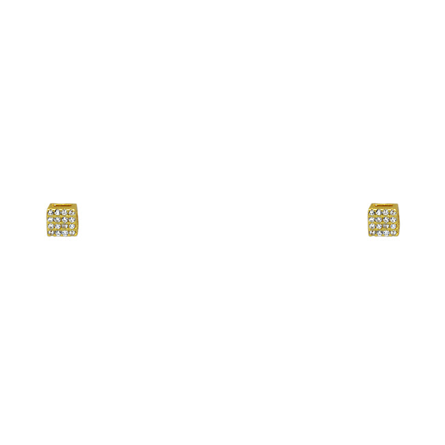Sterling Silver Gold Plated Cubic Zirconia Stud Earring