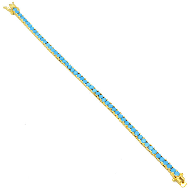 Gold CZ Turquoise Tennis Bracelet