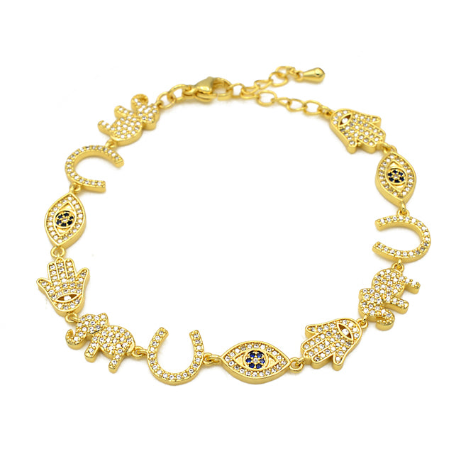 Gold CZ Lucky Charm Bracelet